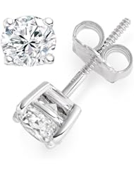 0.70 Carat E/VVS2 Round Brilliant Certified Diamond Solitaire Stud Earrings in Platinum