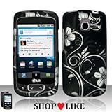 Rubberized Black Silver Vine Flower Butterfly Snap on Design Case Hard Case ....