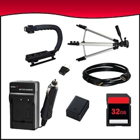Professional Accessory Bundle Kit for Canon VIXIA HF M50-HF M500-HF M52-HF R30-HF R300-HF R32 Full HD Camcorders includes BP727 Battery + BP727 Charger + 32GB SD Memory Card + HDMI + Action Grip + Full Size Tripod