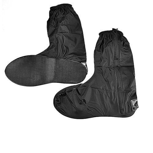 1 Pair Waterproof Springtime Summer Rainstorm Rainy Day Rainsuit Raingear Motorcycle Road Bike Cruiser Chopper Driving Biker Gear Boot Shoe Cover with Side Zipper Black Adult Mens US 10-11 (Euro 44-45)