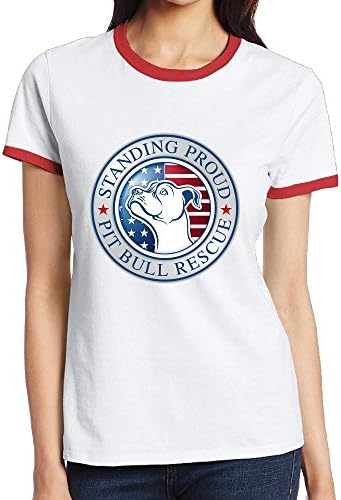 American Pitbull Standing Pround Contrast Ringer Tee Shirts For Girl