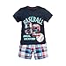 Coralup Toddler Short Sleeve Cotton 2PCS Shorts Sets(Navy Baseball,2-3 Years)