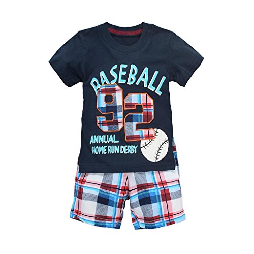 Coralup Little Boys Cotton Short Sleeve Set 2Pcs T-Shirt&Pants,18M-6T