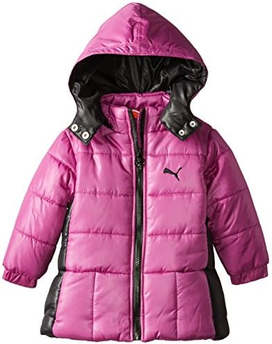 Puma Little Girls'  Peplum Puffer Jacket Toddler, Purple Cactus Flower, 3T