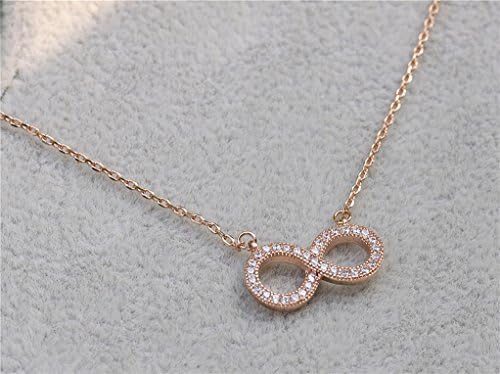 Micropave Setting of AAA Quality White Clear Cz Stones Thin Chain Love Infinity Pendant Necklace Short Collarbone Necklace18k Gold Plated