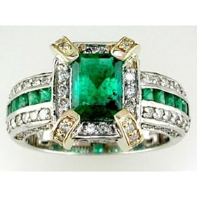 14K White & Rose Gold Emerald & Diamond Ring