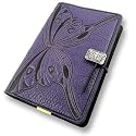 Purple Butterfly Embossed Leather Writing Journal, 6 x 9-inch, refillable