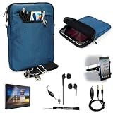 BLUE Mighty Nylon Jacket Slim Compact Protective Sleeve Shoulder Bag Case with accessories compartment for HP TouchPad Tablet 9.7