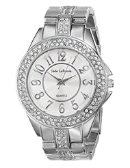Womens Silver Tone Rhinestone Embellished Bracelet Watch Jade LeBaum - JB202749G