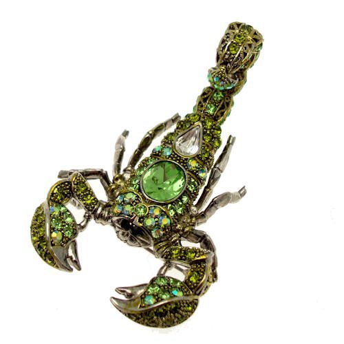 Acosta Jewellery - Peridot Green Swarovski Crystal Scorpion Brooch / Pendant