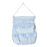 Amico Bowknot Decor Sponge 7 Pockets Organizer Hanging Storage Bag Blue