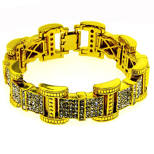Men's Bling King Bracelet - White Iced Out - 24k Gold Plated - Bling