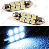 Classy Autos 36mm Festoon 6 LEDs SMD LED Bulb White for 3021 DE3021 6411 6413 6418 DE3423 DE3425 Replacement (A Pair)
