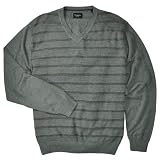 Haggar Men's Striped Cotton V-neck Sweater