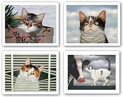 Cow and Cat - Rocky Selland - Hugo Hege - Sassy Lara Set by Lowell Herrero 9.5"x7.5"