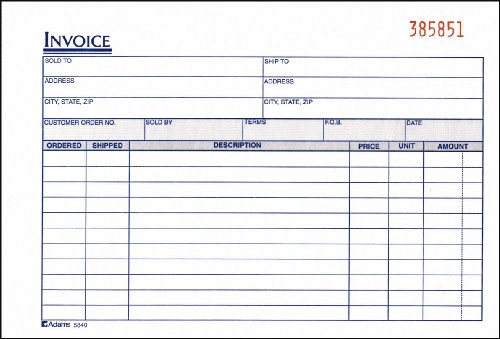Adams Invoice Book, 5.56 x 8.44 Inches, White and Canary,