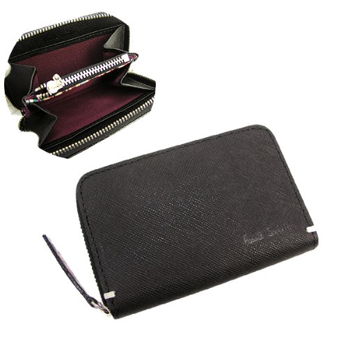 ポールスミス ジップストローグレイン レザーコインケース/ブラック[PSK860]