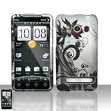 BLACK VINES Hard Rubber Feel Plastic Design Case for HTC EVO 4G [In Twisted ....