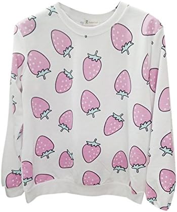 Toonies Women Colorful Patterns Print Sweatshirt T-shirts Sweaters for Teen Girls (Strawberry)