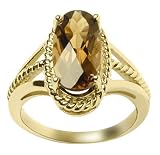14k Yellow Gold Cognac Quartz Ring, Size 7 by Duneier of NY