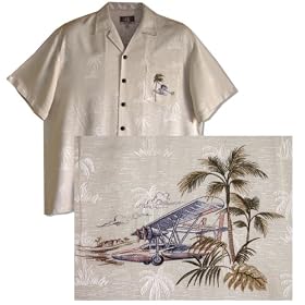 Buy Inter-Island Airways Mens Embroidered Jacquard Hawaiian Aloha Shirt by MauiShirts