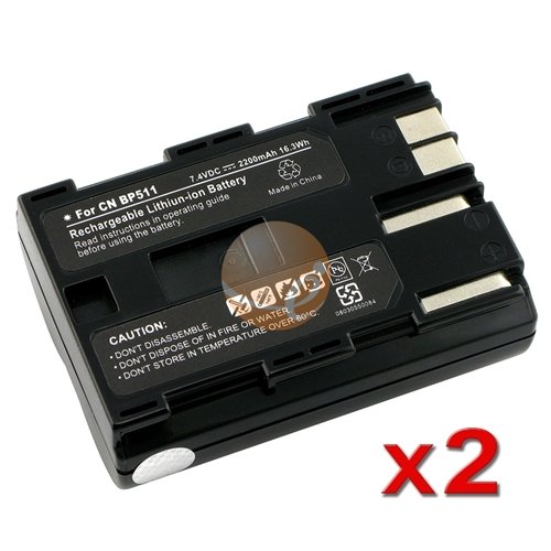 2 PACK 2000mAh Battery for Canon BP-511A BP-511 BP511 [Camera]