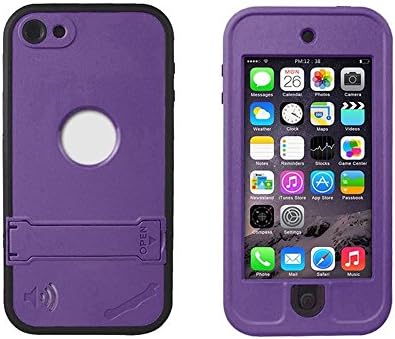 iPod Touch 5/iPod Touch 6 Waterproof Case, Focue Tech Waterproof Shockproof Dropproof Dirtproof Snowproof Dustproof Case Cover with Kickstand for Apple iPod Touch 5th/6th Generation (Purple)