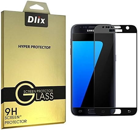 Screen Protector S7 Tempered Glass,[NOT S7 Edge],Dlix 3D 360°Full Cover,Ultra Touch Sensitivity,9H Anti-scratch,Anti-finger printer,Bubble-free,Easy Instal-Black