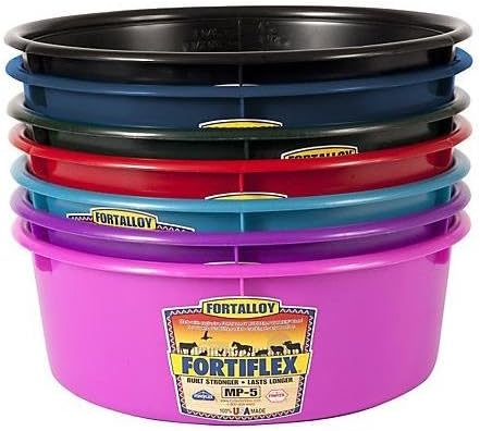 Fortiflex Mini Feed Pan for Dogs and Horses, 5-Quart, Teal Blue