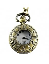 Youyoupifa Wholesale 5pcs/lot Unique Retro Design Bronze Roman numerals Hollow Cover Half Hunter Quartz Pocket Watch NBW0PF7119-CO3
