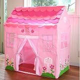 NowAdvisor®Pink Red Pop Up Play Tent Princess Childs Kids Square Play House Easy to Install