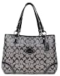 Coach Heritage Signature Coated Shopper Satchel Bag 18923 Black White