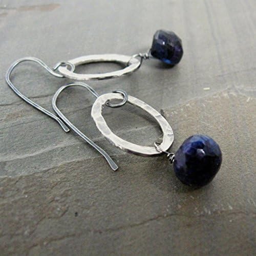 Rustic silver earrings with midnight blue labradorite stones