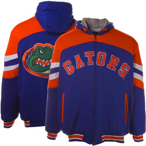 Florida Gators Royal Blue-Orange Tackle Twill Polyfill Full Zip Hoody Sweatshirt (Medium)
