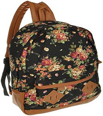 Wooo ® Generic Women Girl Lady Vintage Cute Flower School Book Campus Bag Backpack (Blue)