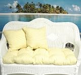 Set of 2 Indoor/Outdoor Deck Pillows - Timeless Ticking Stripe Canary