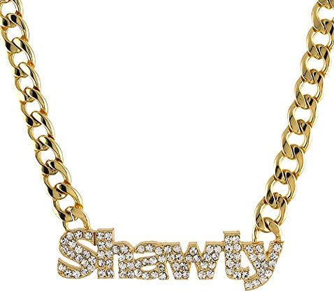 Urban word Shawty crystal pave pendant cuban chain necklace sexy cute loveit