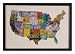 CAS Wall Décor USA License Plate Map 42-1/2-by-29-1/2-Inch Framed Print