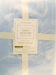 Williams-Sonoma Vintage Nappe Jacquard lemon Linen Tablecloth, 70" x 108", Powder Blue