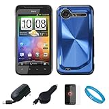 Blue Metallic Cosmo Wave Design Protective Snap-On Case Cover for HTC Droid ....