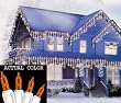 Set of 100 Amber Orange Everglow Icicle Christmas Lights - White Wire