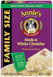 Annie's Homegrown Family-Size Shells & White Cheddar Mac & Cheese, 10.5-Ounce Boxes (Pack of 6)