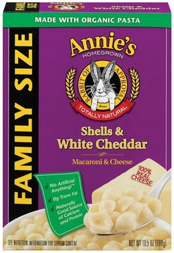 Annie's Homegrown Family-Size Shells & White Cheddar Mac & Cheese, 10.5-Ounce Boxes (Pack of 6)