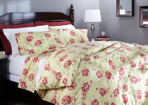 Pinzon 160-Gram Printed Flannel King Duvet Cover, Brick Floral