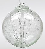 Kitras Art Glass - CLEAR WITCH BALL - Old English - Hand Blown Glass Hanging Ornament-OR-WITC-06-CL