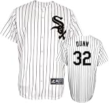 Adam Dunn Jersey: Adult Majestic Home White Pinistripe Replica #32 Chicago White Sox Jersey