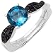 1.50 ct. t.w. Blue Topaz and Black Spinel Ring in Sterling Silver