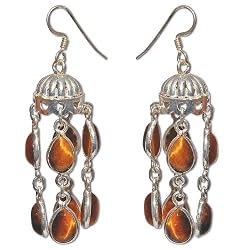 The Earrings Sterling Silver Tiger'seye Gemstone 2.5 inches (erg137)