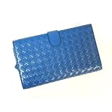 (ボッテガヴェネタ)BOTTEGA VENETA レザー クラシカルメッシュ ホック式二つ折り長財布 132357 VEHI1 4510 ブルー 並行輸入品