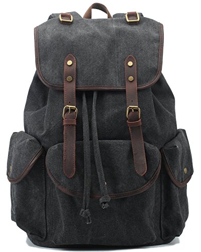 Aidonger Unisex Vintage Canvas and Leather Casual Backpack